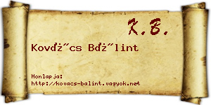 Kovács Bálint névjegykártya